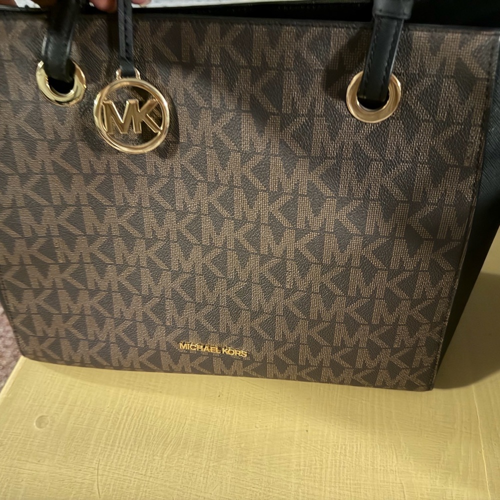 Michael Kors Black and Brown Logo Tote